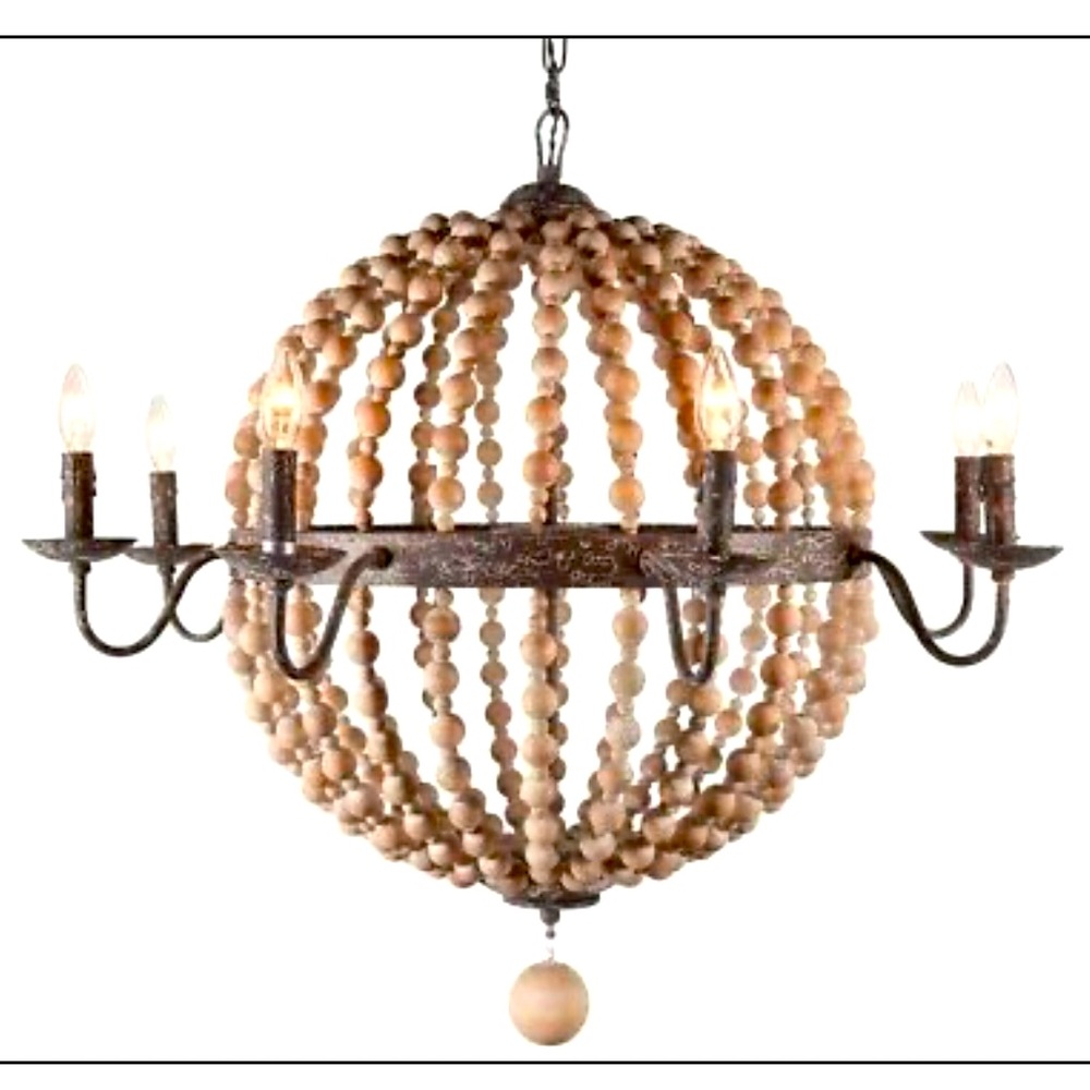 Jamie Young Co Round Wooden Beaded Chandelier